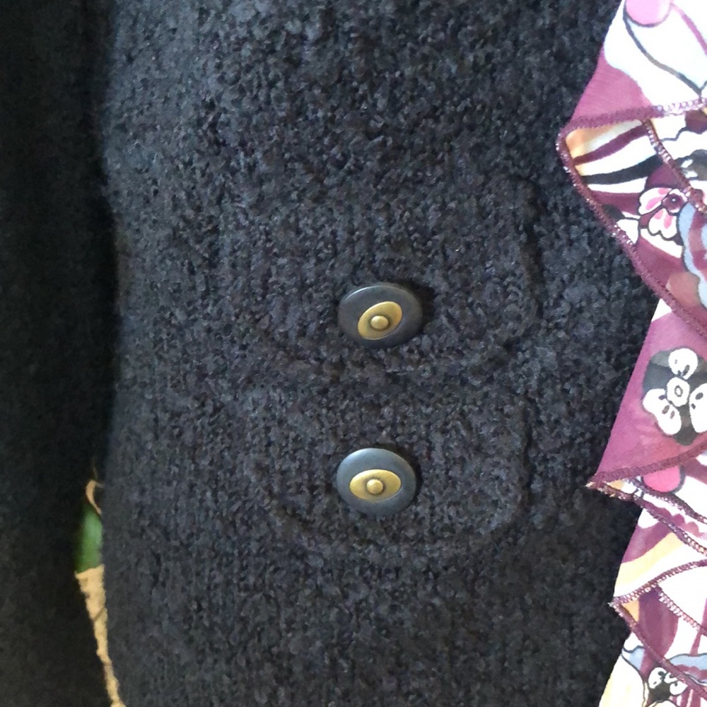 LEA & NICOLE BOUCLE KNIT CARDIGAN WITH SILK FLORAL RUFFLES SIZE M NEW WITH TAGS - Picture 5 of 15